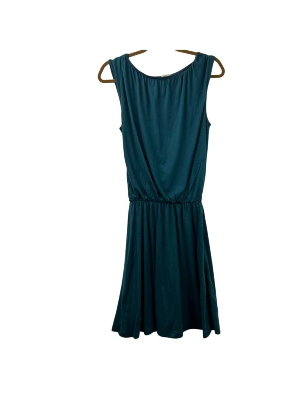 Garnet Hill Blouson Boatneck Knit Dress Women's Medium Teal Blue Organic Cotton - Picture 2 of 16